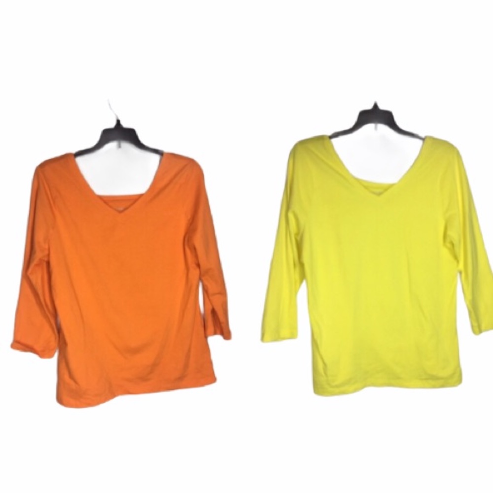 Compliments V neck fancy Orange and yellow shirts